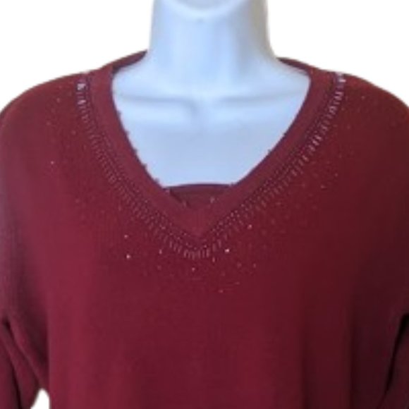 --- VINTAGE Red Beaded Sweater Fits XL - Picture 3 of 3